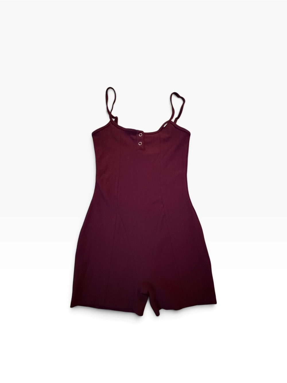 EDIKTED Burgundy Ribbed Snap-Front Romper Size S NWT